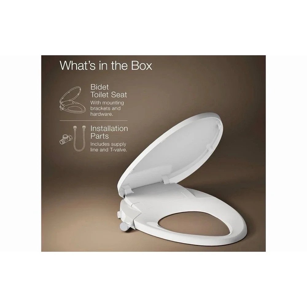 Kohler PureWash M300 Manual Elongated White Bidet Toilet Seat, Chrome Handle